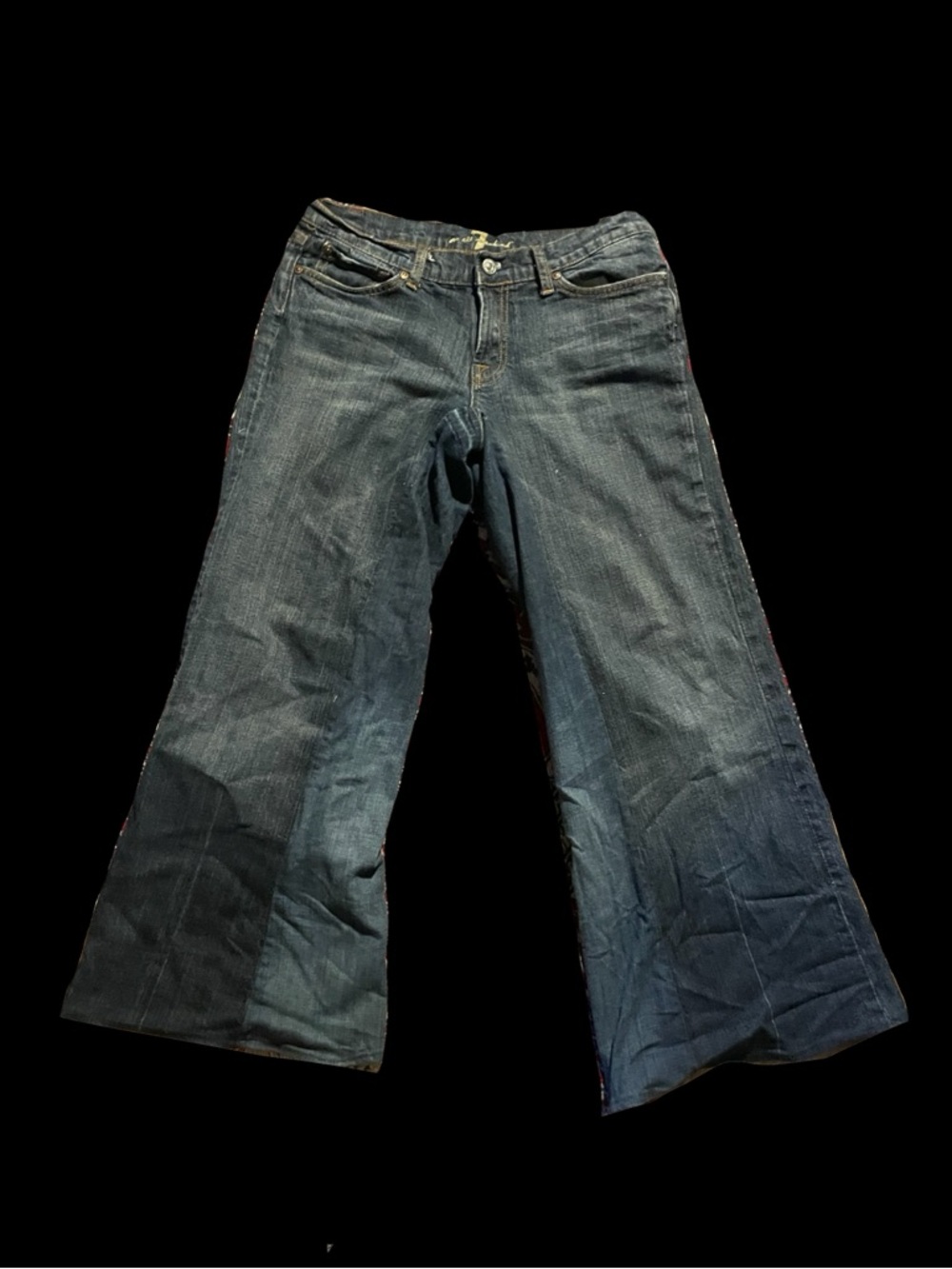 Women's Dark Denim Wide-Leg baggie hand made Jeans